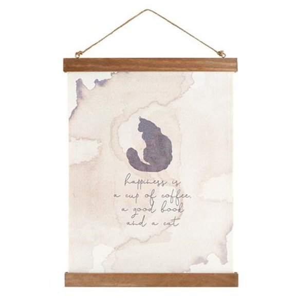 ❤️NWT❤️Wall décor - Framed Canvas Banner - Cat - Picture 1 of 1